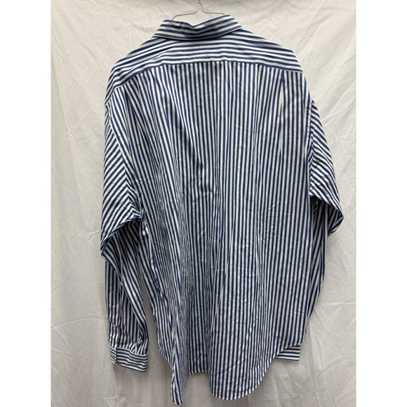 Polo Ralph Lauren Button-Up Classic Fit Dress Shirt Mens XL Blue White Stripe - Picture 3 of 3